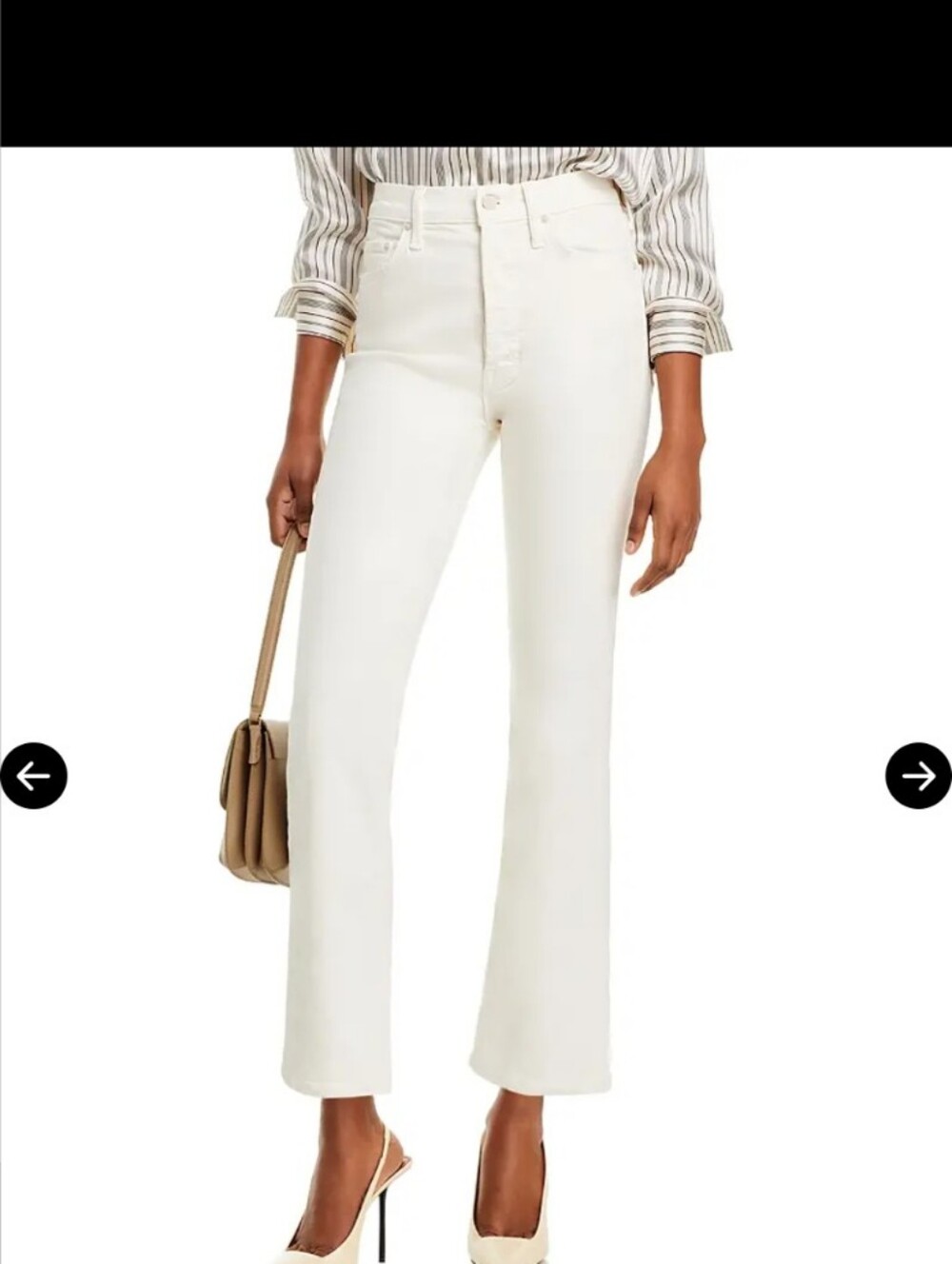 Mother The Tripper Ankle Flare Jeans Cream Puffs